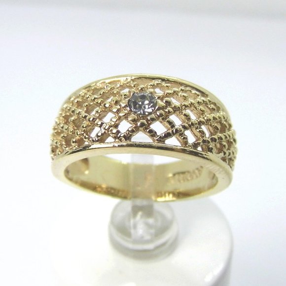 Vintage Filigree Open Weave Wide band ring sz 7 - Picture 4 of 6